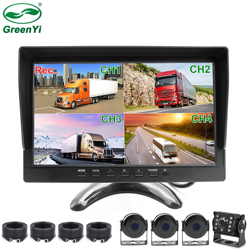 HD AHD 1920*1080P 10,1 дюймов Автомобильный MP4 MP5 грузовик фургон Автобус DVR Запись видео монитор с 4CH AHD Передняя Задняя Левая Правая камера
