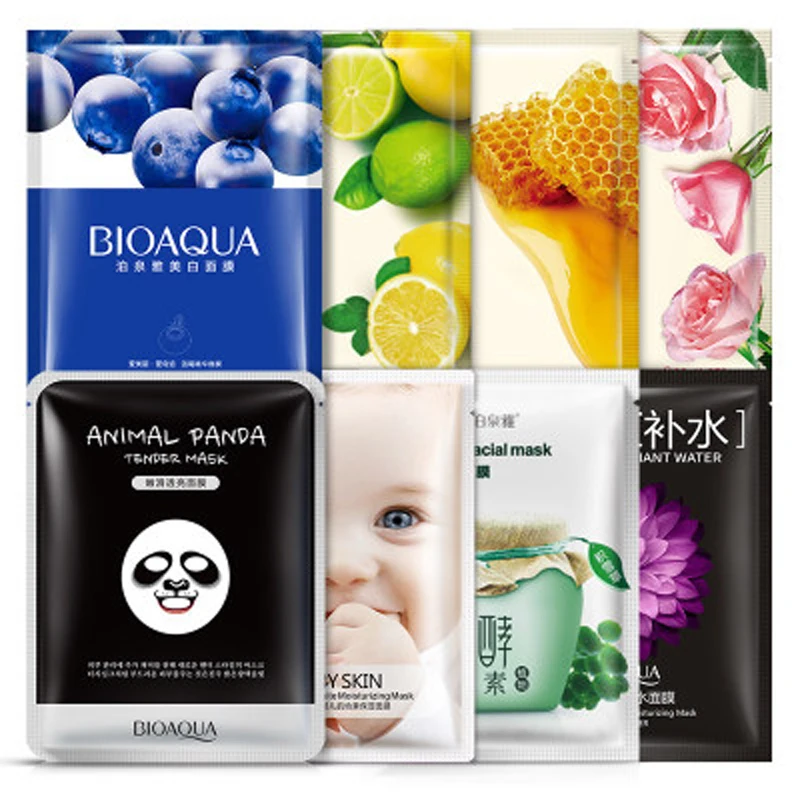 8 Quality Types 50 шт./лот BIOAQUA Horec мультяшная маска для лица Питательный Осветляющий увлажняющий с гиалуроновой кислотой косметическая маска Коллагеновая Маска Для Лица - Цвет: 8 Quality Types