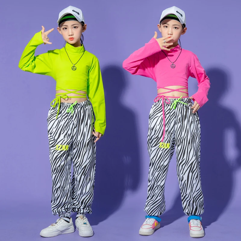 Детская одежда в стиле хип-хоп укороченные топы с высоким воротником для девочек