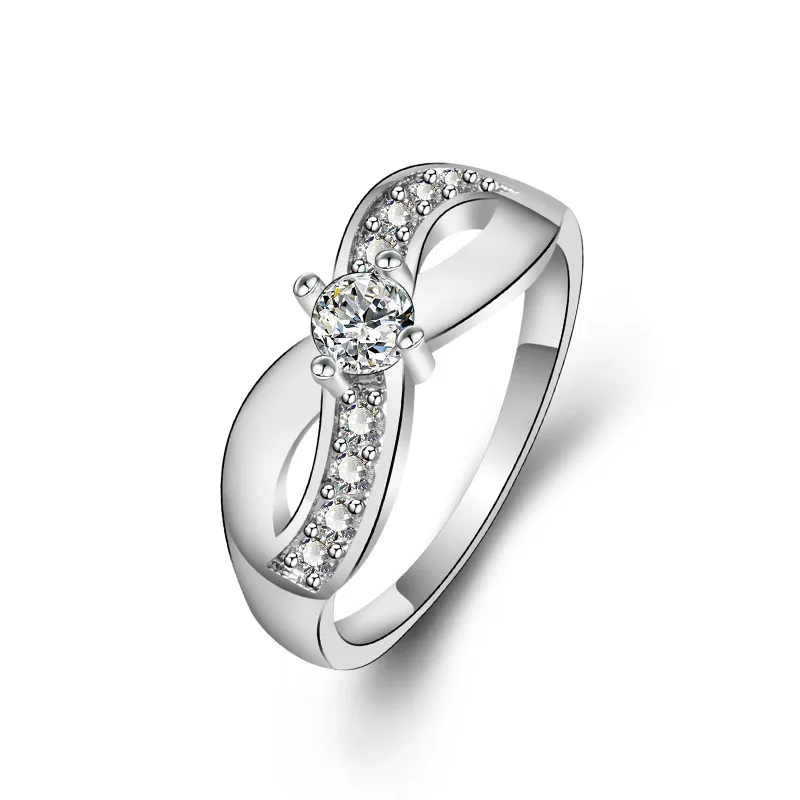 

Trendy Rings 925 Silver Jewelry Cross Shape Cubic Zirconia Gemstone Ornaments Finger Ring for Women Wedding Party Gift Wholesale