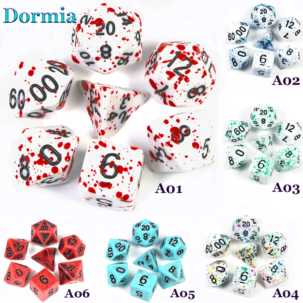 7 шт./компл. Polyhedral TRPG игры DND для блестящих разносторонних костей настольных