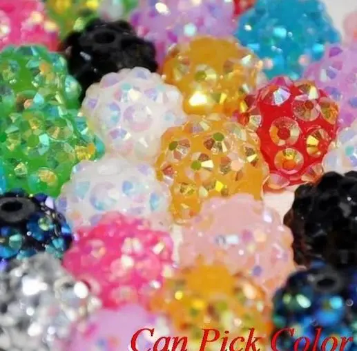 

10MM mixed white ufg43 Resin Rhinestone Beads Bling Ball Beads Chunky Kid Necklace Jewelry Wives DIY Finding bracelet necklace