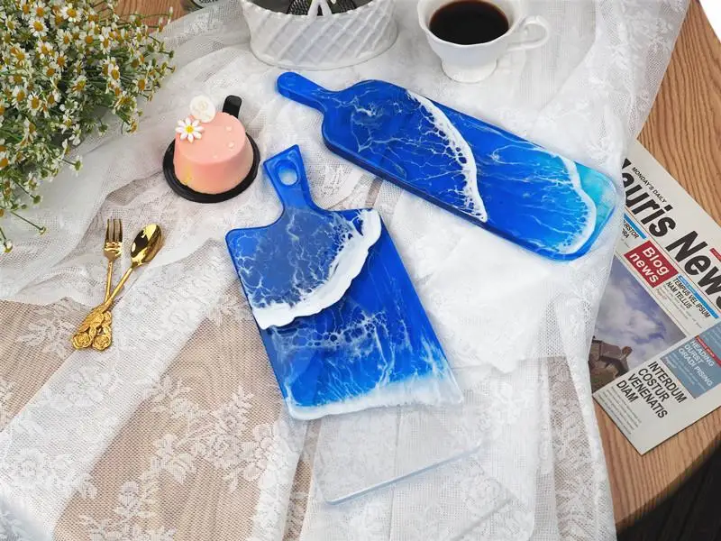 

DIY Crystal Epoxy Silicone Mold Handle Tray Mirror Sffect Resin Mold For Resin Coaster Tray Making Mould Tools Christmas Gift