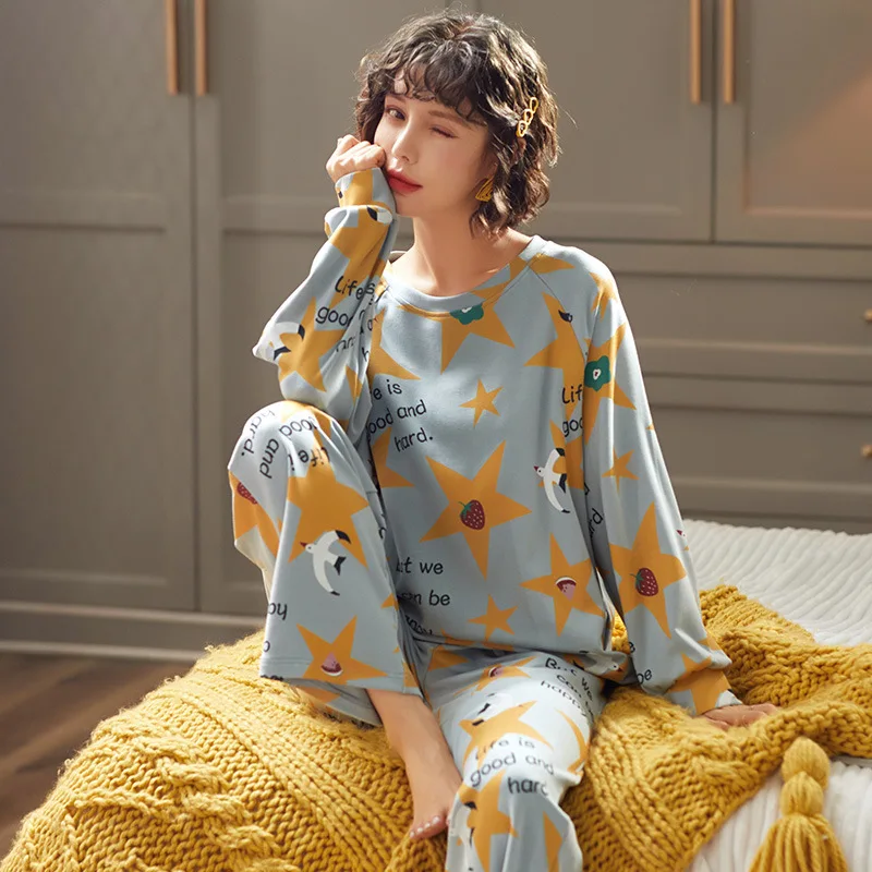 

Spring Long-sleeved Woman/Men Pajamas Cartoon Pajama Sets Pyjamas Pajama mujer invierno Set Casual Fashion Home Suit Pijama