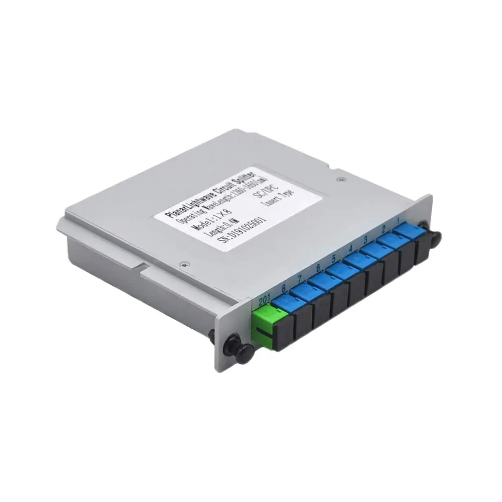10pcs/lot  SC UPC 1X8 Fiber Optic FTTH cassette box Optical Coupler  SC UPC  1X8 fiber Optic PLC  splitter Box Free Shipping