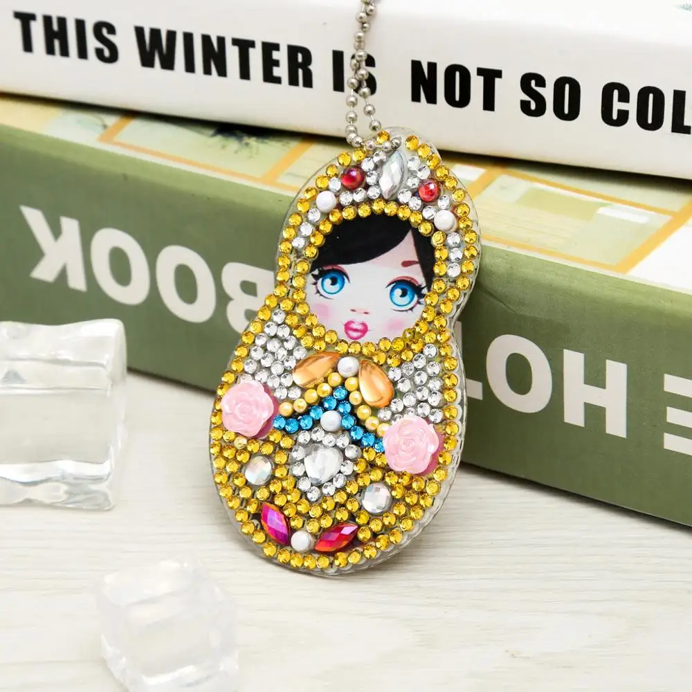 DIY Full Special Shaped Diamond Painting Doll Russian Cartoon Keyring Keychains Cross Stitch Embroidery Women Bag Key Chain | Дом и сад