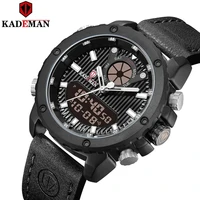 k9073 kademan new fashional casual and sports watch men leather waterproof visible in night digital and quartz watch