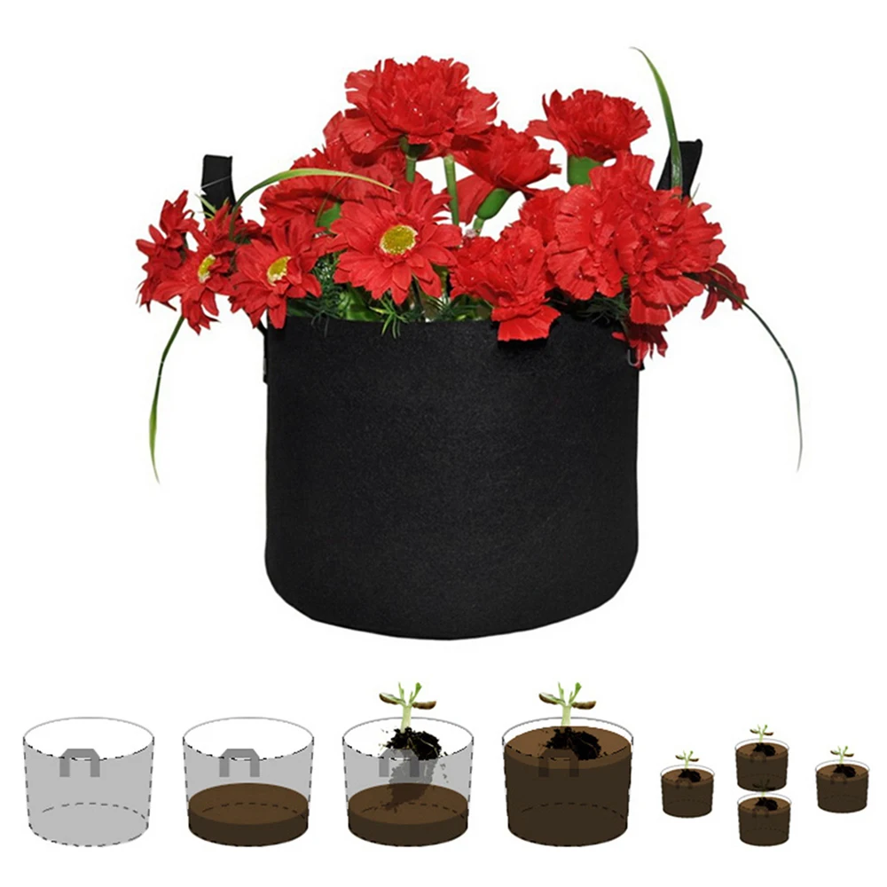 

2Pcs 7 Gallon Garden Plant Grow Bags Black Non-woven Vegetable Flower Pot Planter DIY Potato Garden Plant Eco-Friendly Grow Bag