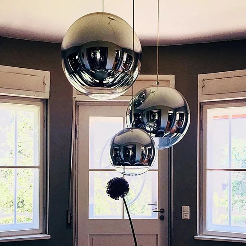 

Nordic Led Pendant Lights Fixtures Silver Gold Ball Pendant Lamps for Living Room Kitchen Luminaire Restaurant Home Decor Lights