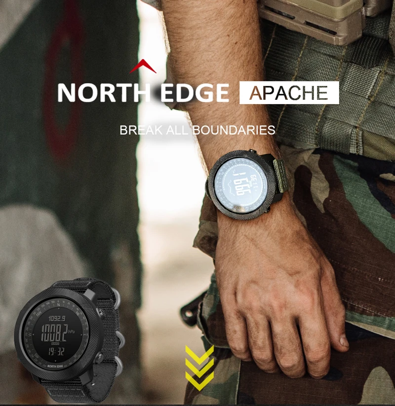 NORTH EDGE мужские спортивные цифровые часы для бега плавания военные армейские часы альтиметр барометр компас водонепроницаемые 50 м