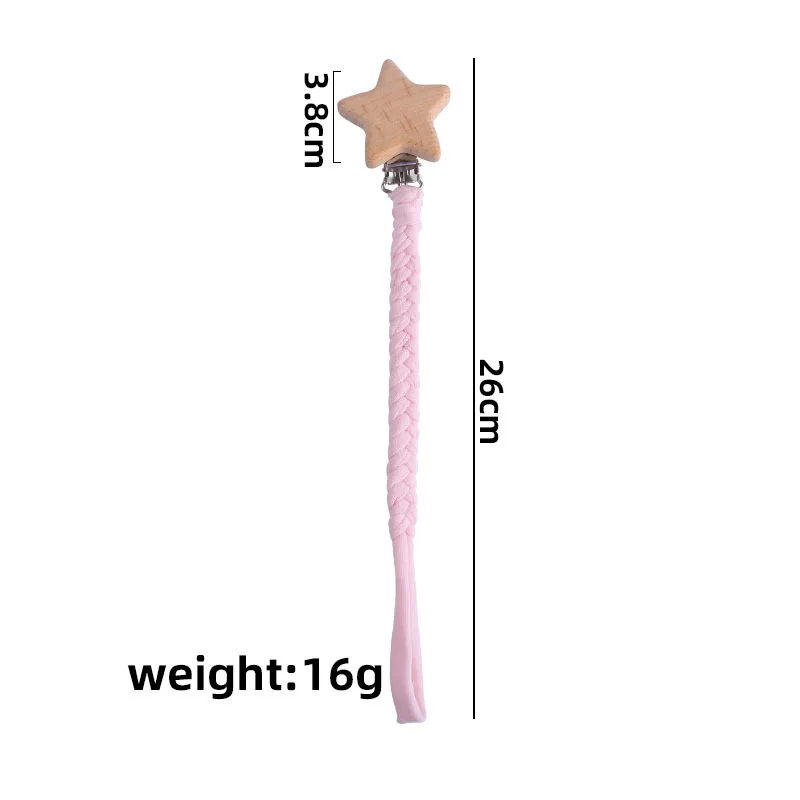 Coskiss-chupete de madera de haya con dibujos de animales, cadena de chupete tejida a mano, con cuerda, regalo para los dientes-5