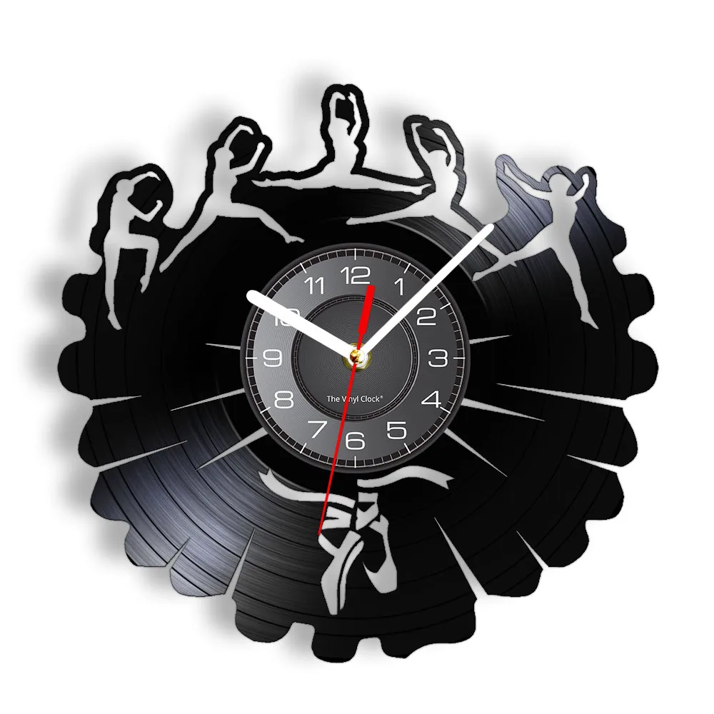Ballet Dance Shadow Vinyl Record Wall Clock Girls Room Decor Dancing Studio Toddler Ballerina Artwork Art Wall Clock Dancer Gift