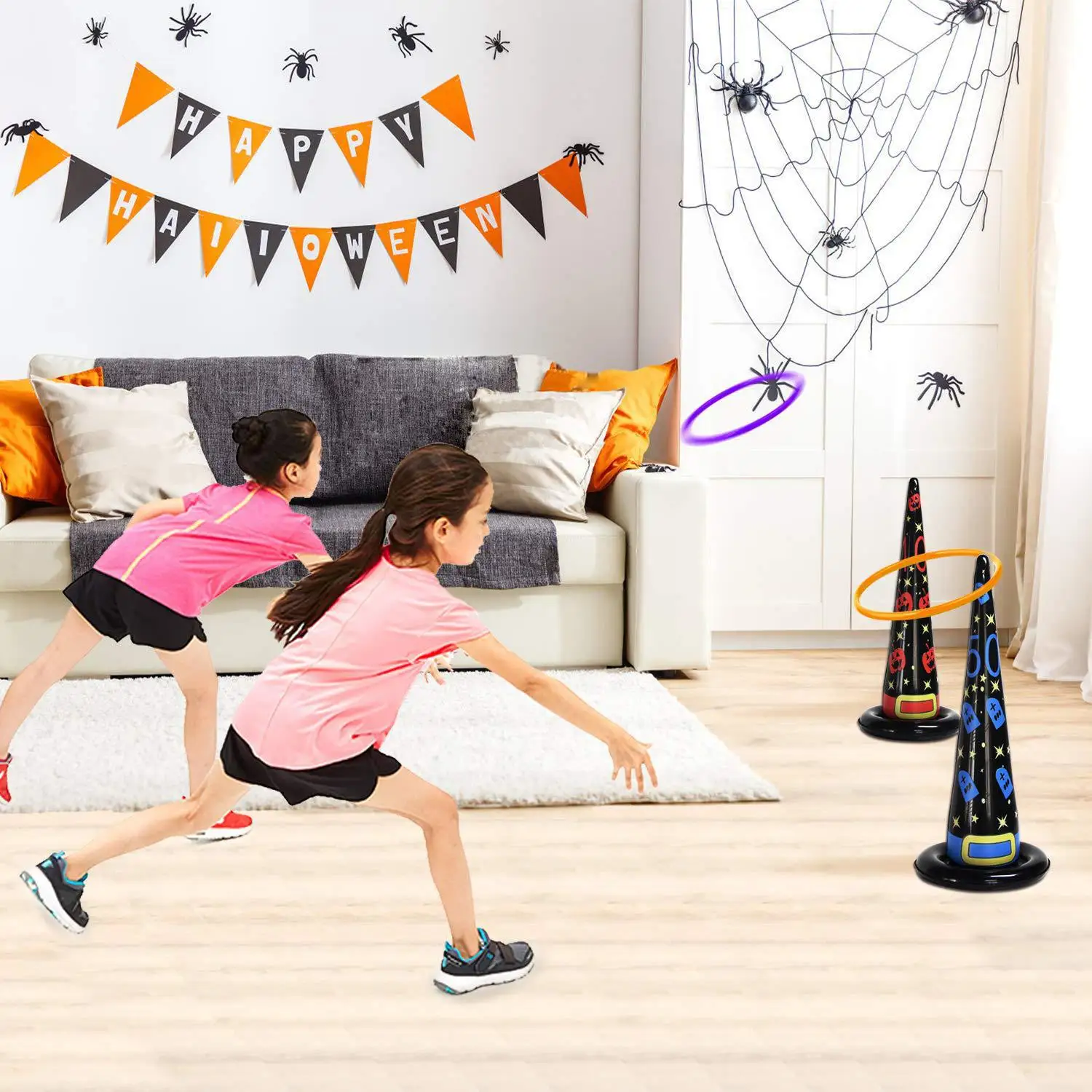 

Inflate Toss Toy hallow Game with Rings for Kids Adults Gift Outdoor Garden Game Themed Birthday Party