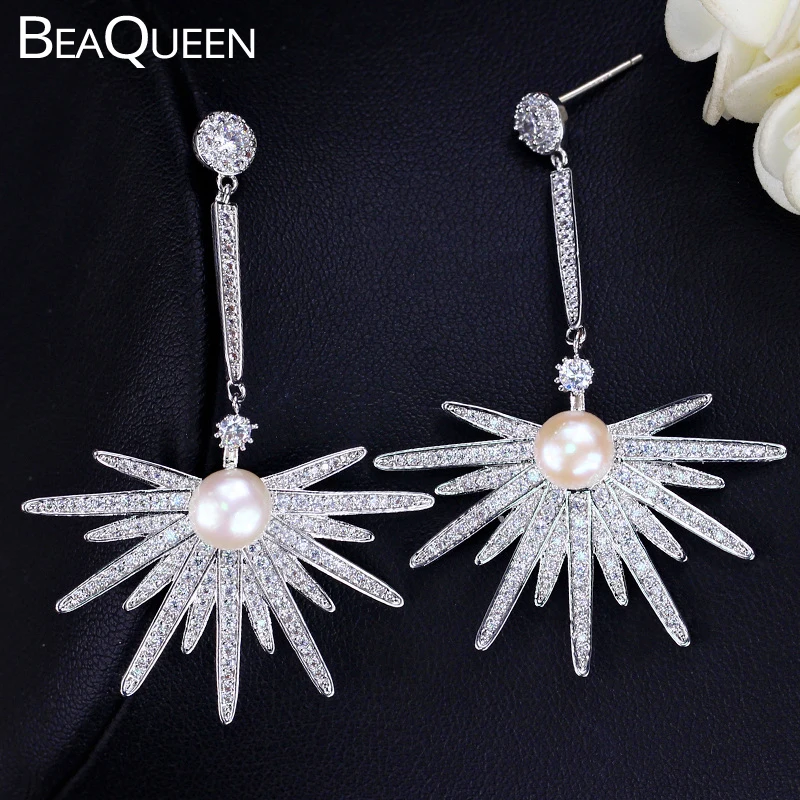 BeaQueen элегантные серьги в форме большой звезды с микрозакрепкой кубический