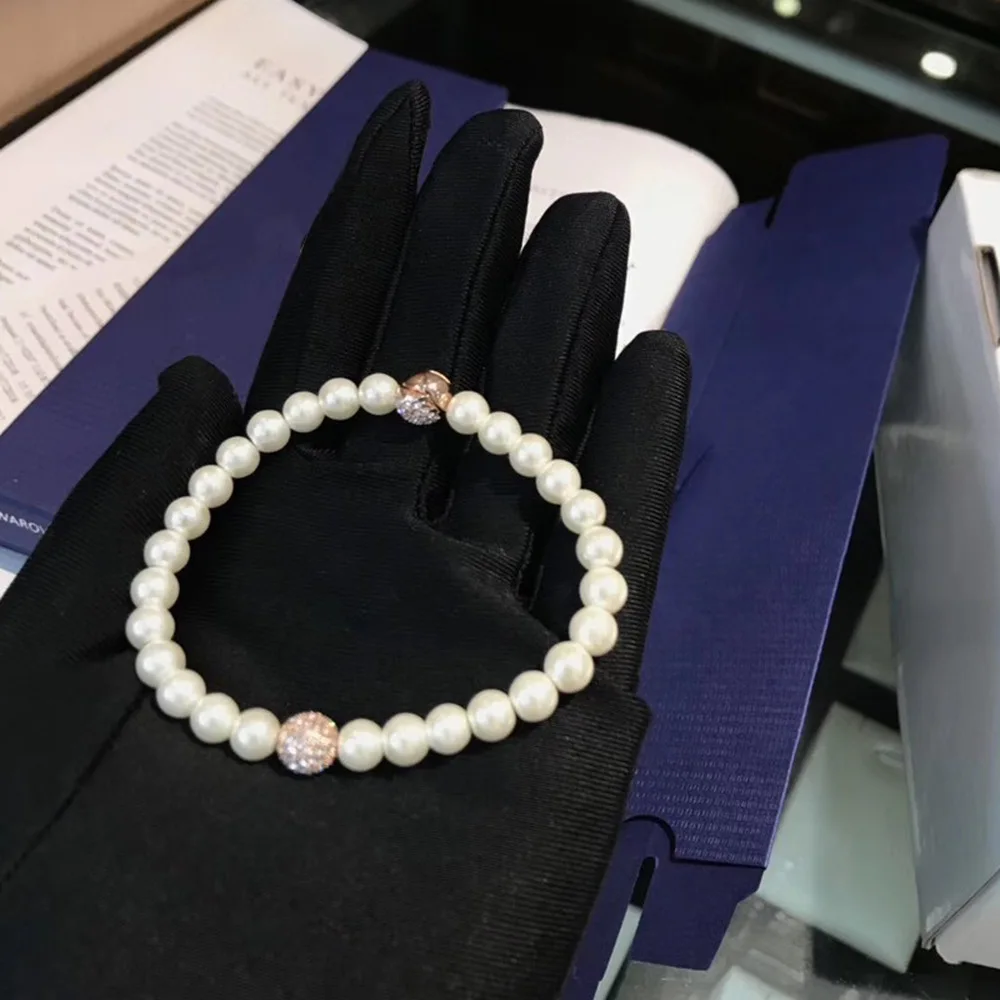 

Fashion Jewelry SWA High Quality Exquisite Crystal White Pearl Mixed With Magnetic Bracelet The Best Gift For Women's Bracelet