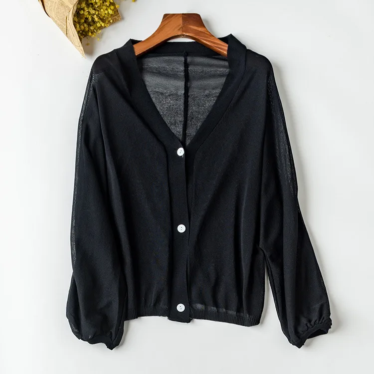 Весенне летний корейский длинный Шелковый вязаный кардиган с рукавами летучая