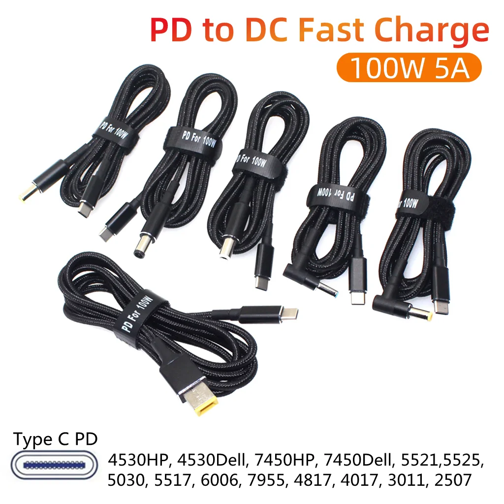 

45W 65W 90W 100W USB Type C PD Charging Cable Cord USB C Plug Converter to Laptop Power Adapter Connector for Universal Laptops