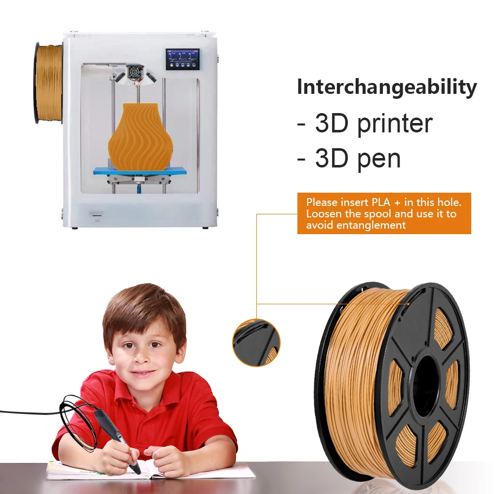 SUNLU PLA плюс 3D-принтеры нити 1,75 мм 1 кг/2.2lb катушки SUNLU DIY PLA+ ПРИНТЕРЫ нити сделай сам для детей, подарок на день рождения с принтом