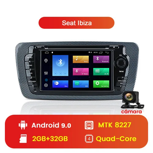 Android9 With Camera Junsun Android 7,1 Автомобильный DVD Радио для сиденья Ibiza 6j 2009 2010 2012 2013 gps навигация 2 Din экран Радио Аудио мультимедийный плеер - Цвет: Android9 With Camera