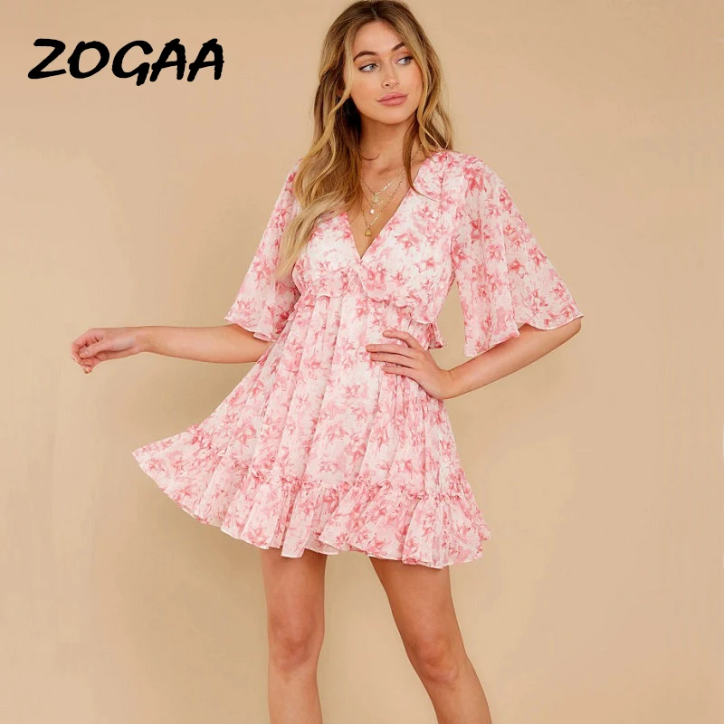ZOGAA 2020 летний отдых пляжный юбка Лидер продаж розовый принт с расклешенными