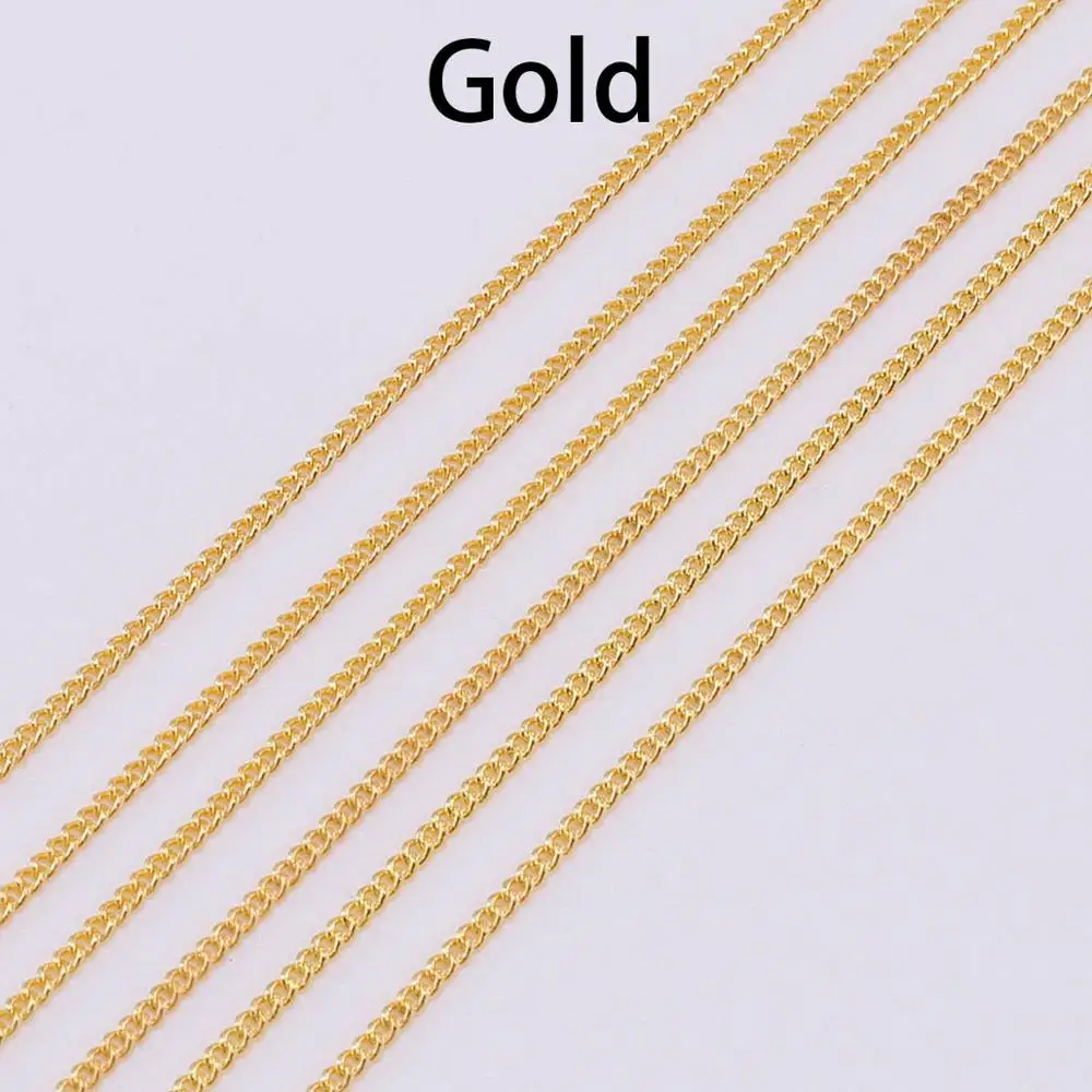 Gold 5 м/лот серебряное/золотое/бронзовое ожерелье цепи для изготовления ювелирных изделий материалы ручной работы DIY ожерелье цепь поставки - Цвет: Gold