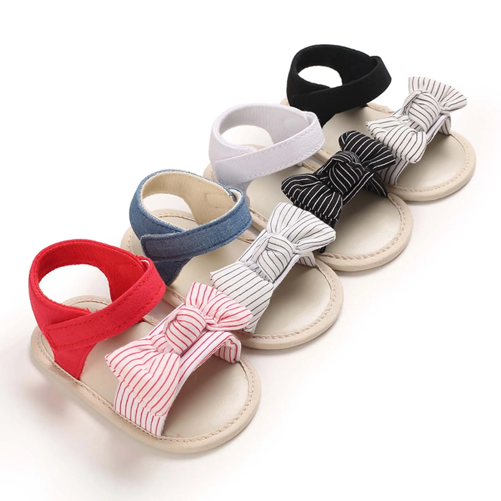 

Baby Girls Bow Knot Sandals Infant Shoes Cute Cotton Soft Rubber Sloe Flat Princess Shoes Newborn First Walkers Baby Sandals