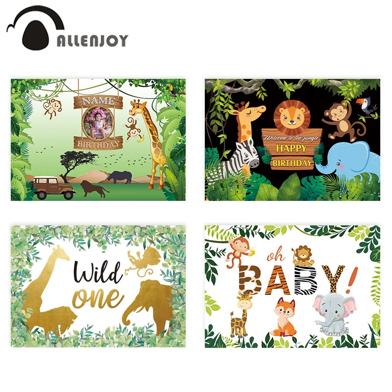 Allenjoy сафари день рождения фон дикий один джунгли животное Вечеринка десерт