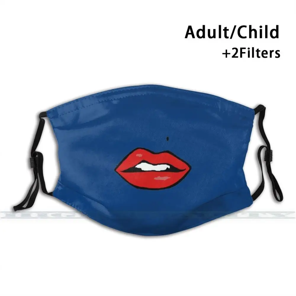 

Ga Lips - Navy Blue Fashion Print Reusable Funny Pm2.5 Filter Mouth Face Mask