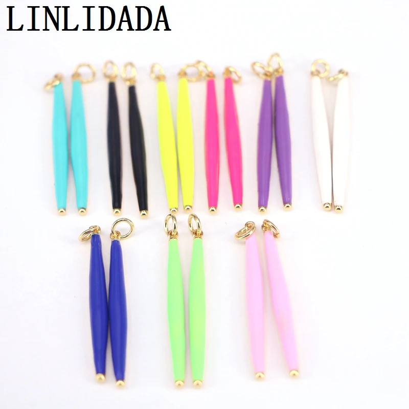 

10Pcs, Enamel Colored point pendant,Enamel Spike pendant For Jewelry Making