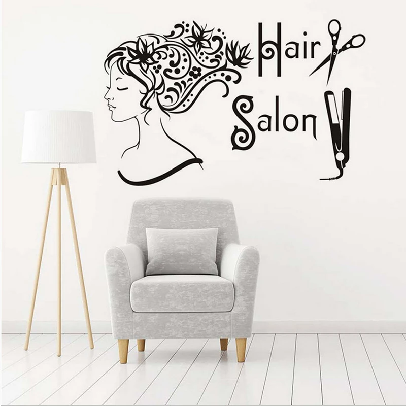 

Fashion Hair Salon Sticker Wall Decals For Haircut Room Wall Stickers Wallpaper Barber Hair Salon Home Decoration Sticker