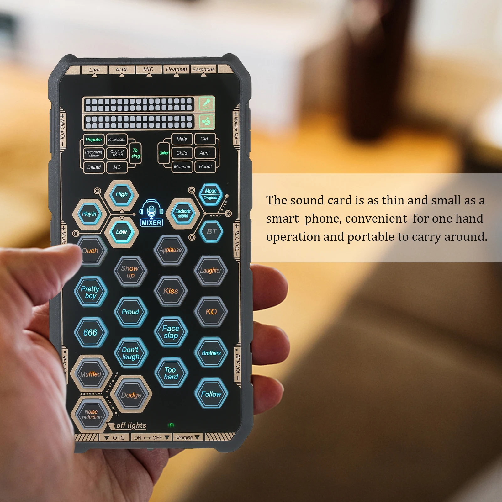 

Портативная уличная Портативная звуковая карта DSP, устройство для создания эффектов, звуковая карта, звуковой микшер, звуковой преобразова...