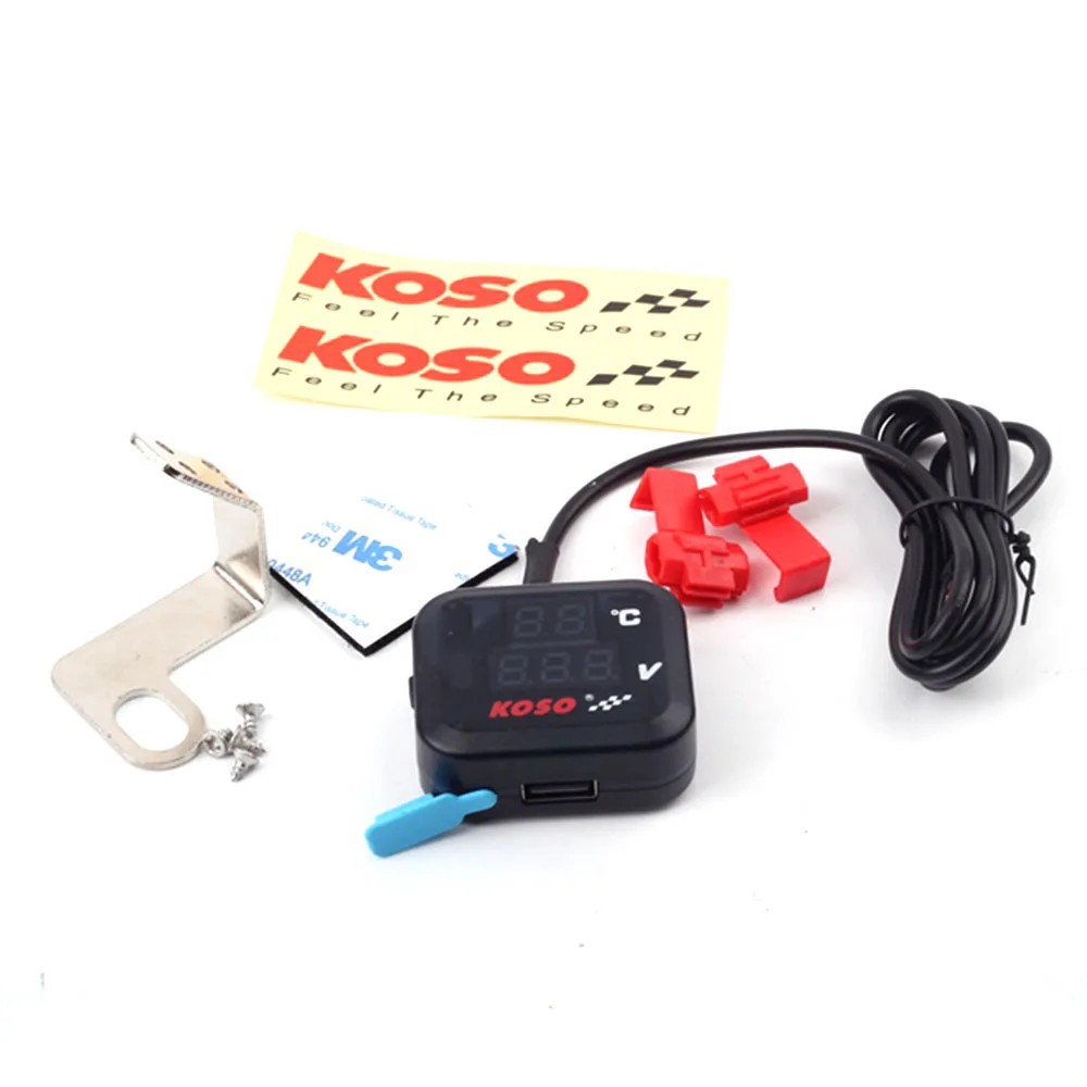 1 шт. Универсальный KOSO Мотоцикл вольтметр Отображение температуры напряжение