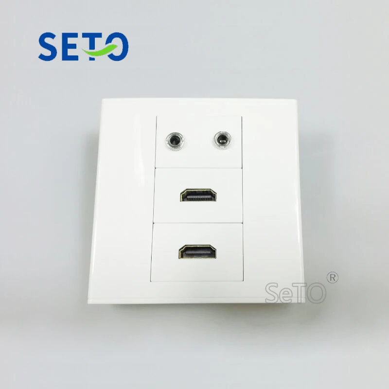 SeTo 86 Тип двойные порты HDMI + двойной 3 5 мм разъем для наушников панель настенная