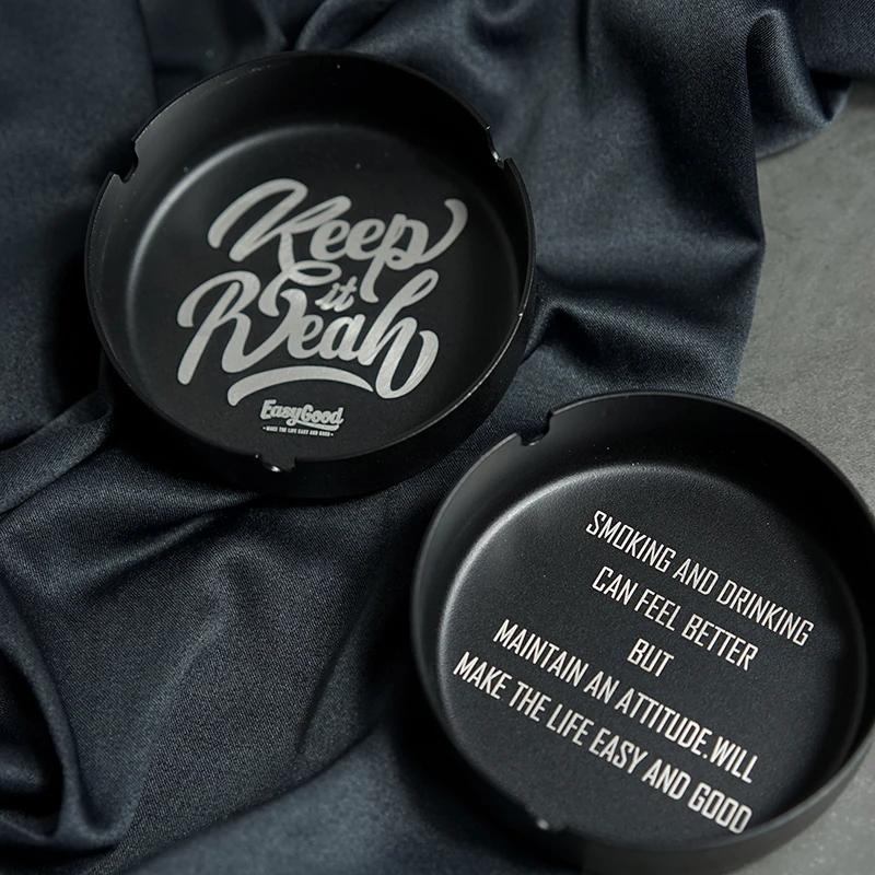 10 шт. Золотая/черная пепельница для курения с логотипом на заказ алюминиевая