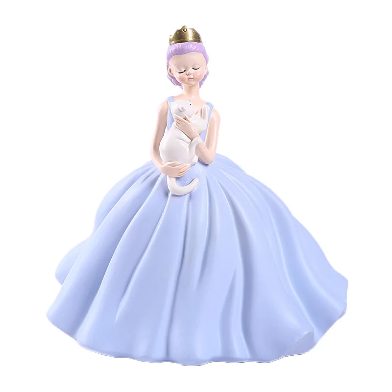 

[HHT] Nordic Resin Crafts Cute Princess Sculpture Desk Ornaments Beauty Girl Holding Cat Home Decoration TV Wine Cabinet Decor