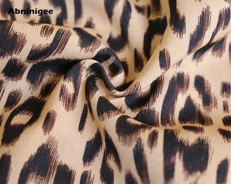 

Abninigee Animal Leopard Printed Blouses Woman Autumn Button Lapel Ladies Blouse V-neck Elegant Tops Work Office Chemisier