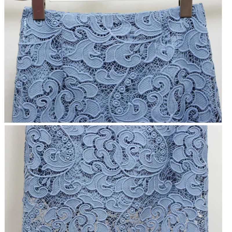 Женская облегающая юбка с высокой талией кружевные юбки синего черного белого
