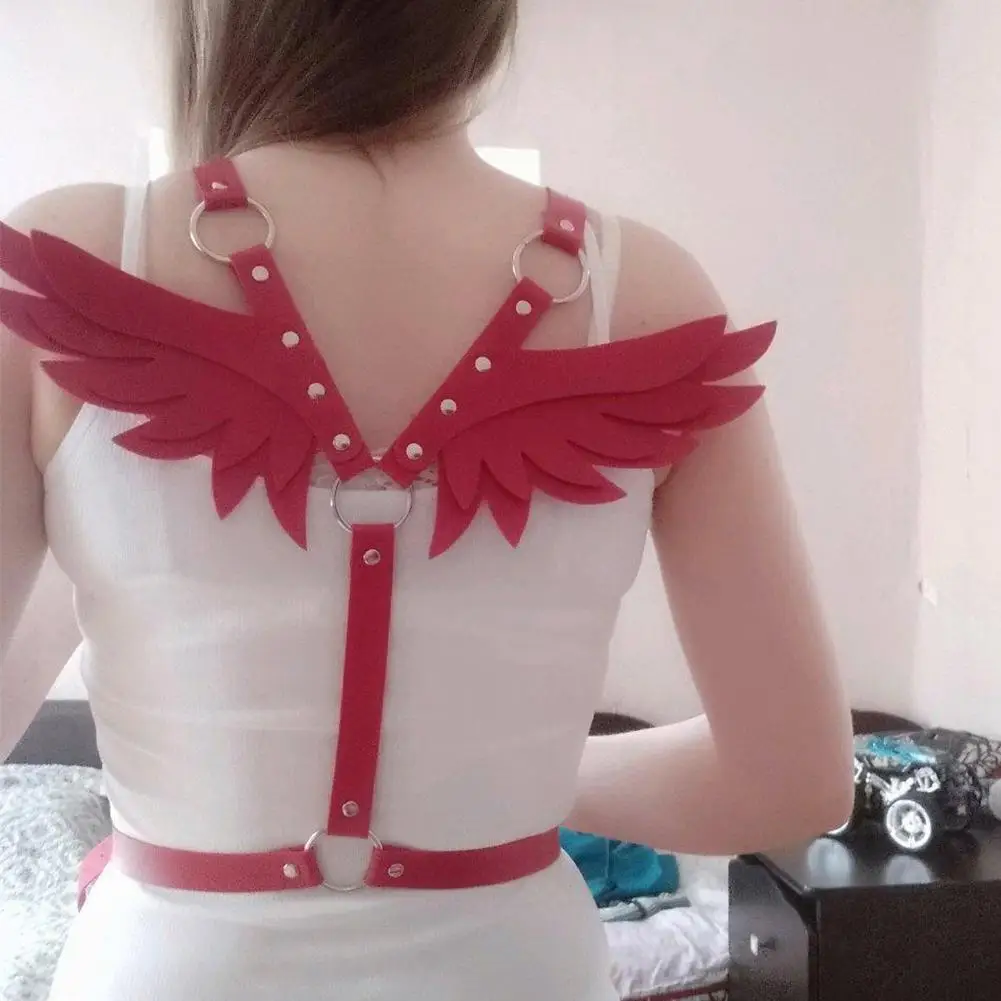 

New Fashion Metal Buckle Leather Harness Goth Punk Tops Halterneck Strap Adjust Body Waistband Bondage Women Chain Y5O7