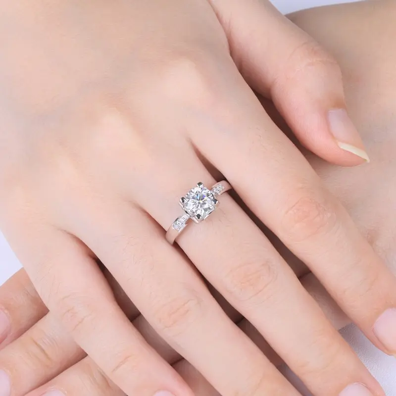 

Jazaz 1 Carat Lab Grown Moissanite Wedding Rings Women Top Quality 925 Sterling Silver Engagement Party Fine Jewelry Gifts B0617