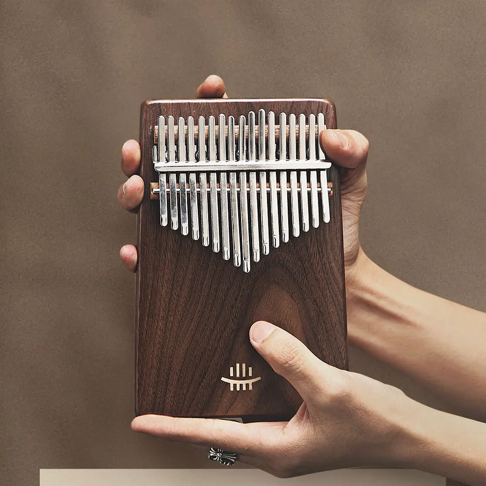 17/21 Key Kalimba Walnut Curly Figure for Hluru A Series Keyboard Thumb Piano Chamfer Kalimba Keyboard Instruments with Pickup