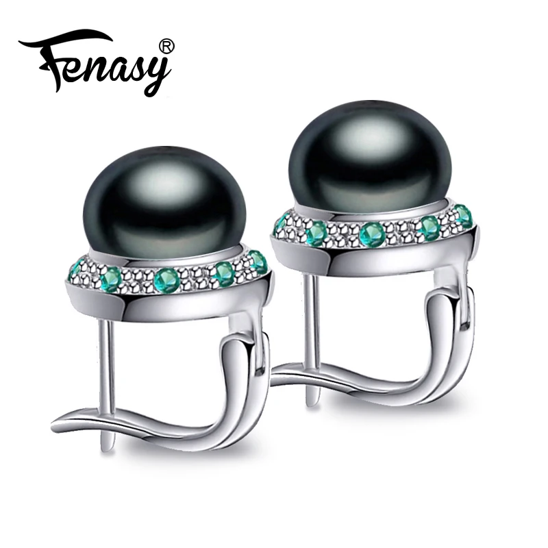 Женские серьги из серебра 925 пробы с фианитом и пресноводным