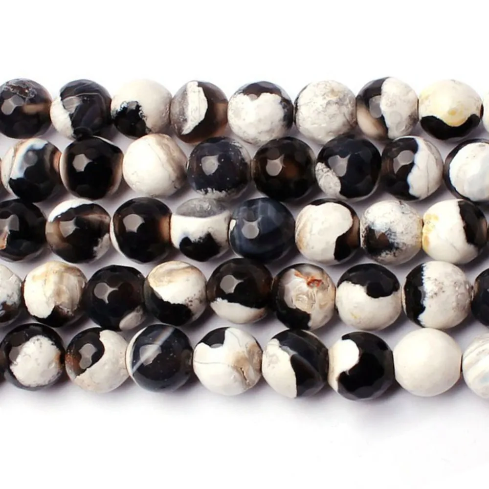15 &quotнитка гладкие натуральный камень Бусины черный и белый оникс агат свободные
