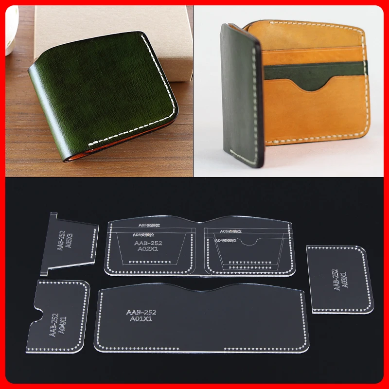 1 набор ручных кожаных товаров короткий кошелек бумажный Узор Акриловый