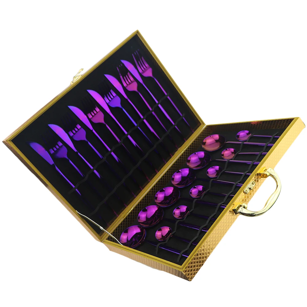 24 шт. роскошный золотой столовый набор из вилок нож ложка посуды 304 нержавеющая