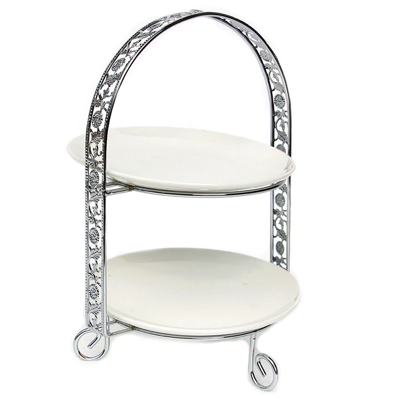 

Metal Cake Stand Double-Layer Arch-Shaped Golden Fruit Dessert Rack Wedding Birthday Party Decoration Cupcake Stand