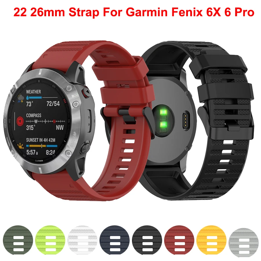 

Мягкий силиконовый ремешок для наручных часов, 26 мм 22 мм, ремешок для Garmin Fenix 6 6X Pro 5X 5 Plus Watch Easyfit Watch 3HR 935 945