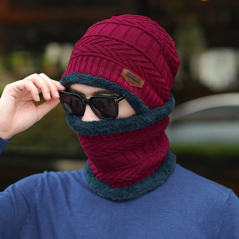 Yo-Young, зимние шапки для мужчин, Skullies, шапка бини, зимняя шапка для мужчин и женщин, шерстяной шарф, шапка s, 2 шт. в комплекте, Балаклава, маска, шапка - Цвет: 5