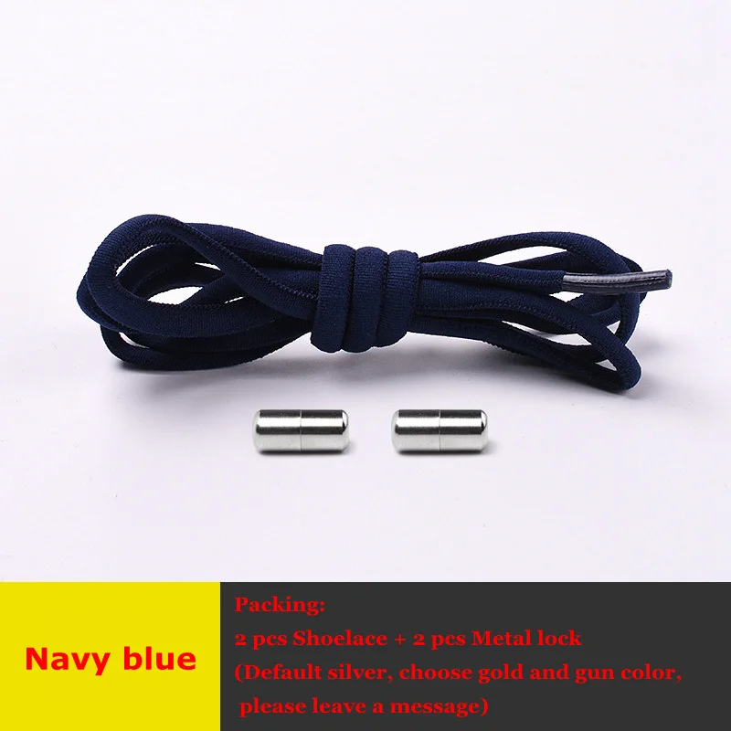 Navy blue 19 цветов шнурки для обуви без завязок эластичные шнурки для детей и взрослых полукруглые шнурки с быстрым замком кроссовки для отдыха ленивые шнурки 1 пара - Цвет: Navy blue