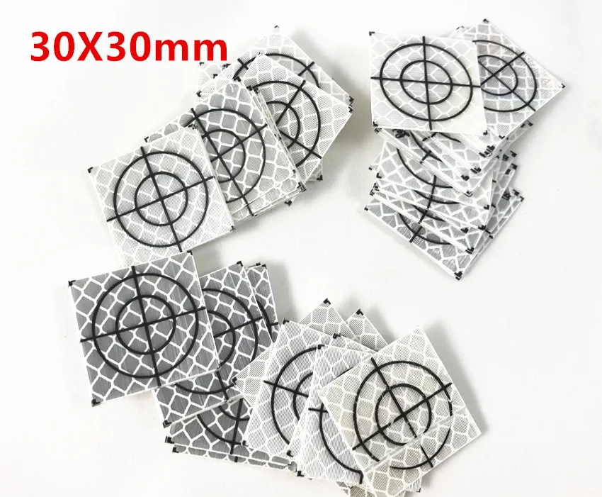 100PCS 30X30MM 100 шт. Отражатель Лист 20x20 30x30 40x40 50x50 60*60 Светоотражающая Целевая лента для геодезии всего станции белого цвета - Цвет: 100PCS 30X30MM