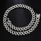 Цепочка со сверкающими камнями для мужчин и женщин, ожерелье из кубинской цепи в стиле хип-хоп с закрепкой из циркония, 16 мм